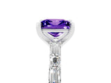 White gold Princess Cut Tanzanite Solitaire with Side Baguettes and Channel Set Band_5