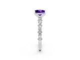 White gold Princess Cut Tanzanite Solitaire with Side Stones, Pave Band, Four-Prong Setting_38