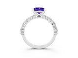 White gold Princess Cut Tanzanite Solitaire with Side Stones, Pave Band, Four-Prong Setting_39