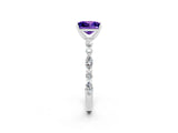 White gold Princess Cut Tanzanite Solitaire with Side Stones on a Pavé Band and Four-Prong Setting_2