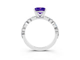 White gold Princess Cut Tanzanite Solitaire with Side Stones on a Pavé Band and Four-Prong Setting_3