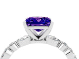 White gold Princess Cut Tanzanite Solitaire with Side Stones on a Pavé Band and Four-Prong Setting_4