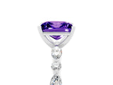 White gold Princess Cut Tanzanite Solitaire with Side Stones on a Pavé Band and Four-Prong Setting_5