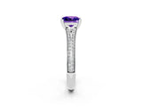 White gold Princess Cut Tanzanite Split Shank Engagement Ring with Pavé Band_2