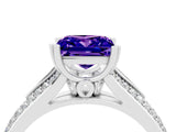 White gold Princess Cut Tanzanite Split Shank Engagement Ring with Pavé Band_4