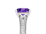 White gold Princess Cut Tanzanite Split Shank Engagement Ring with Pavé Band_5