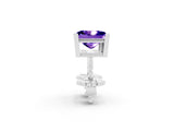 White gold Princess Cut Tanzanite Stud Earrings_14