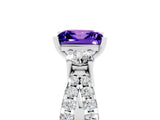 White gold Princess Cut Tanzanite Three-Stone Ring with Pavé Split Shank and Four-Prong Setting_5