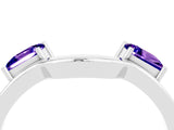 White gold Princess Cut Tanzanite Two-Stone Open Band Ring with Four-Prong Setting_10