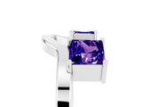 White gold Princess Cut Tanzanite Two-Stone Open Band Ring with Four-Prong Setting_11