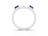 White gold Princess Cut Tanzanite Two-Stone Open Band Ring with Four-Prong Setting_9