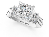 White gold Princess Cut Three-Stone Channel Set Ring with Bar Prongs_75