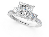 White gold Princess Cut Three-Stone Diamond Pavé Band with Prong Setting_15