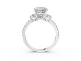 White gold Princess Cut Three-Stone Diamond Pavé Band with Prong Setting_17