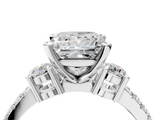 White gold Princess Cut Three-Stone Diamond Pavé Band with Prong Setting_18