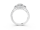 White gold Princess Cut Three-Stone Diamond Pave Band with Prong Setting_108