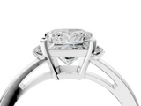 White gold Princess Cut Three-Stone Solitaire Ring with Round Accent Diamonds and Four-Prong Setting_62