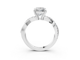 White gold Princess Cut Twist Band Solitaire Diamond Ring with Pavé Setting_57