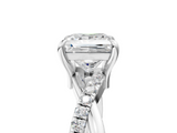 White gold Princess Cut Twist Band Solitaire Diamond Ring with Pavé Setting_59