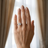 White gold Princess Cut Twist Band Solitaire Diamond Ring with Pavé Setting_71