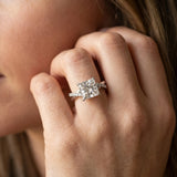 White gold Princess Cut Twist Band Solitaire Diamond Ring with Pavé Setting_73
