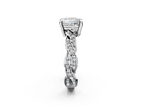 White gold Princess Cut Twisted Pavé Band Solitaire Ring with Four-Prong Setting_114