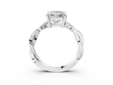 White gold Princess Cut Twisted Pavé Band Solitaire Ring with Four-Prong Setting_115