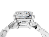 White gold Princess Cut Twisted Pavé Band Solitaire Ring with Four-Prong Setting_116