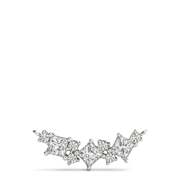 Silver Princess Cut V-Shape Diamond Pendant with Four-Prong Setting
