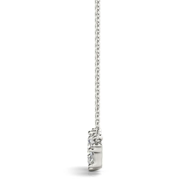 Silver Princess Cut V-Shape Diamond Pendant with Four-Prong Setting