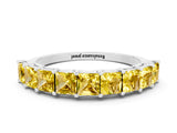 White gold Princess Cut Yellow Sapphire Channel-Set Eternity Band with Prong Setting_6