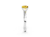 White gold Princess Cut Yellow Sapphire Engagement Ring with Side Stone Accents and Four-Prong Setting_62