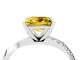 White gold Princess Cut Yellow Sapphire Engagement Ring with Side Stone Accents and Four-Prong Setting_64