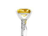 White gold Princess Cut Yellow Sapphire Engagement Ring with Side Stone Accents and Four-Prong Setting_65