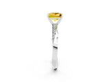 White gold Princess Cut Yellow Sapphire Engagement Ring with Side Stone Accents and Four-Prong Setting_65