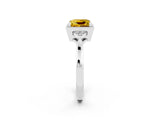White gold Princess Cut Yellow Sapphire Halo Ring with Tapered Band and Four-Prong Setting_2