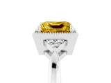 White gold Princess Cut Yellow Sapphire Halo Ring with Tapered Band and Four-Prong Setting_5