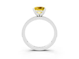 White gold Princess Cut Yellow Sapphire Milgrain Pavé Engagement Ring with Four-Prong Setting_39