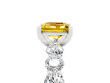 White gold Princess Cut Yellow Sapphire Prong Setting with Side Stones on a Pave Band_29