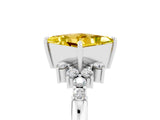 White gold Princess Cut Yellow Sapphire Ring with Side Stones and Four-Prong Setting_65