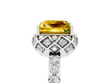 White gold Princess Cut Yellow Sapphire Scalloped Halo Engagement Ring with Round Shared Prong Band_17