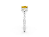 White gold Princess Cut Yellow Sapphire Solitaire Celtic Knot Ring with Four-Prong Setting_38