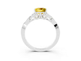 White gold Princess Cut Yellow Sapphire Solitaire Celtic Knot Ring with Four-Prong Setting_39