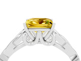 White gold Princess Cut Yellow Sapphire Solitaire Celtic Knot Ring with Four-Prong Setting_40
