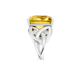 White gold Princess Cut Yellow Sapphire Solitaire Celtic Knot Ring with Four-Prong Setting_41