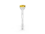 White gold Princess Cut Yellow Sapphire Solitaire Engagement Ring with Cathedral Setting and Four-Prong Mount_122