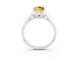 White gold Princess Cut Yellow Sapphire Solitaire Engagement Ring with Cathedral Setting and Four-Prong Mount_123