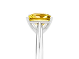 White gold Princess Cut Yellow Sapphire Solitaire Engagement Ring with Cathedral Setting and Four-Prong Mount_125