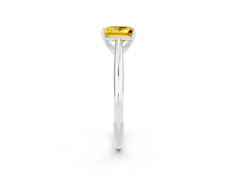 White gold Princess Cut Yellow Sapphire Solitaire Engagement Ring with Cathedral Setting and Four-Prong Mount_14