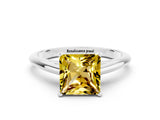 White gold Princess Cut Yellow Sapphire Solitaire Engagement Ring with Cathedral Setting and Four-Prong Mount_30